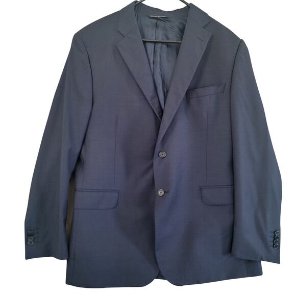 Saks Fifth Avenue Ermenegildo Zegna Navy Blue Blazer Suit Sz 44 100% Wool Italy - Picture 1 of 14